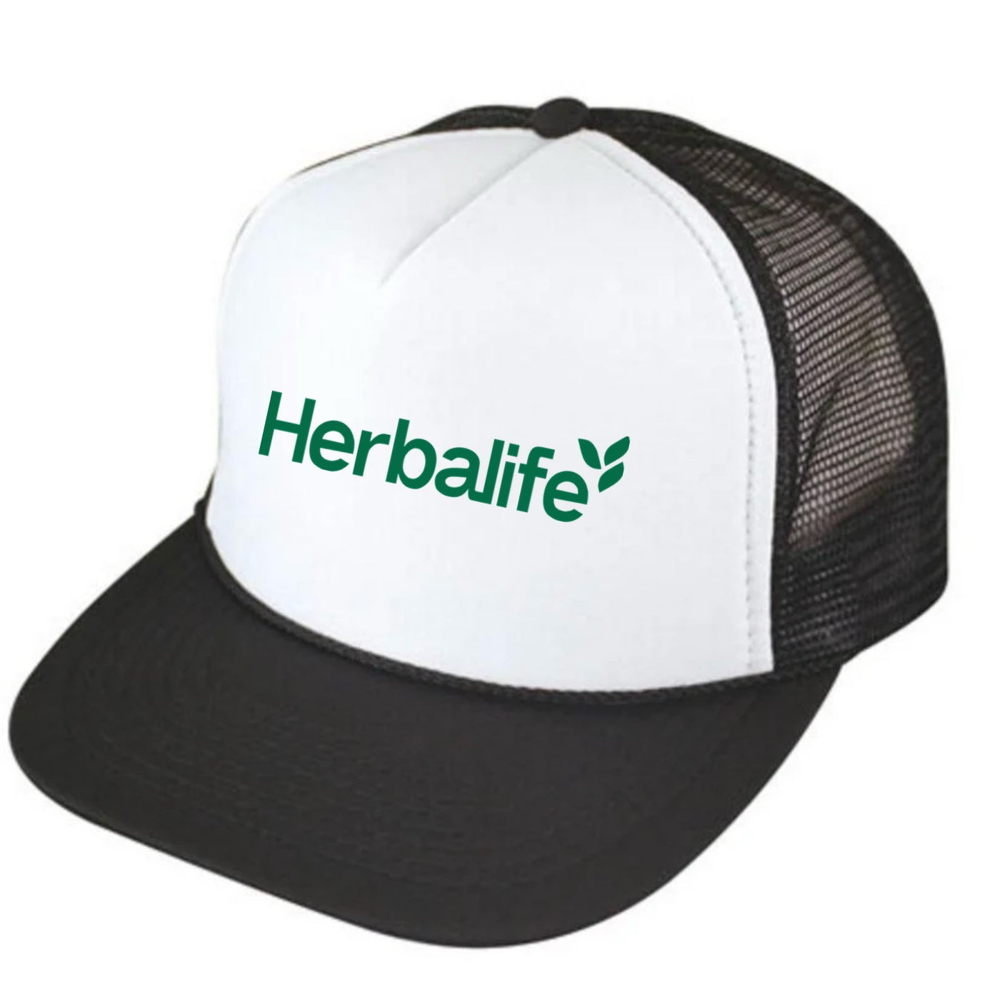 Flat Bill Trucker with White Front Panel Cap
