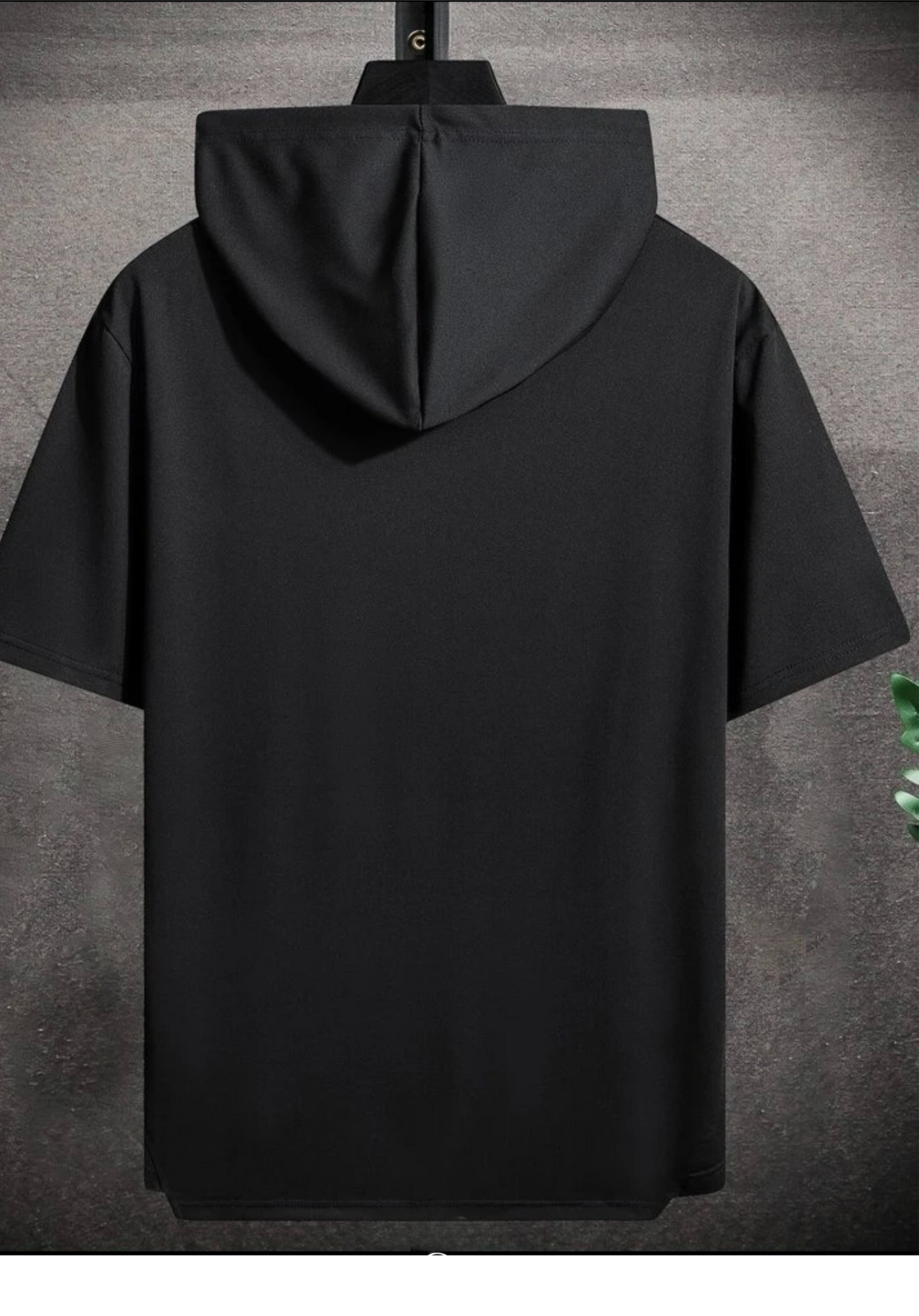Men Drawstring Hooded Tee Black