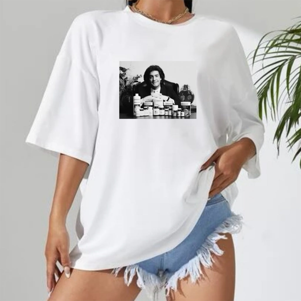 Women’s Drop Shoulder Oversized Mark Hughes Tee White