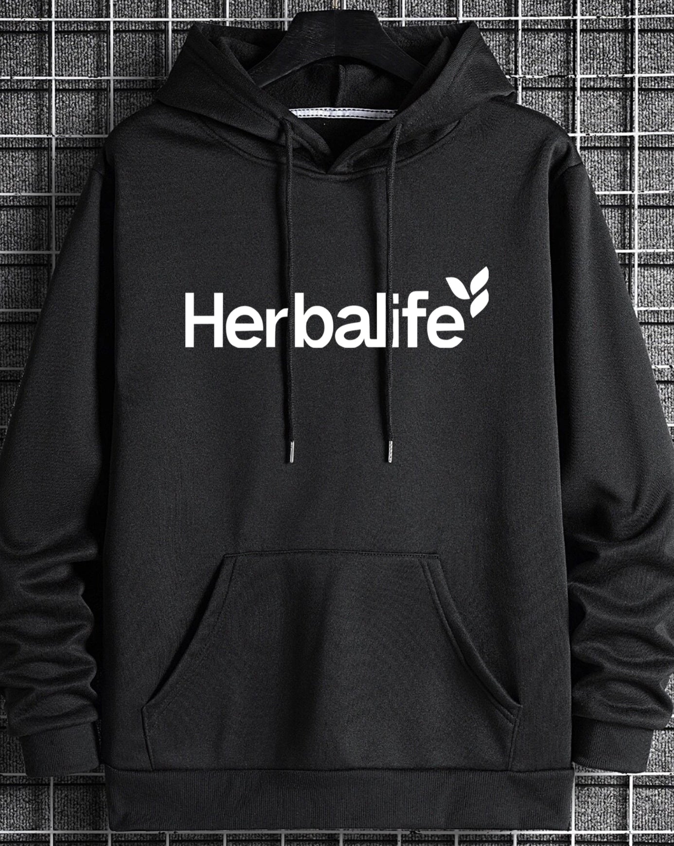 Men Solid Drawstring Pocket Detail Thermal Lined Sweatshirt