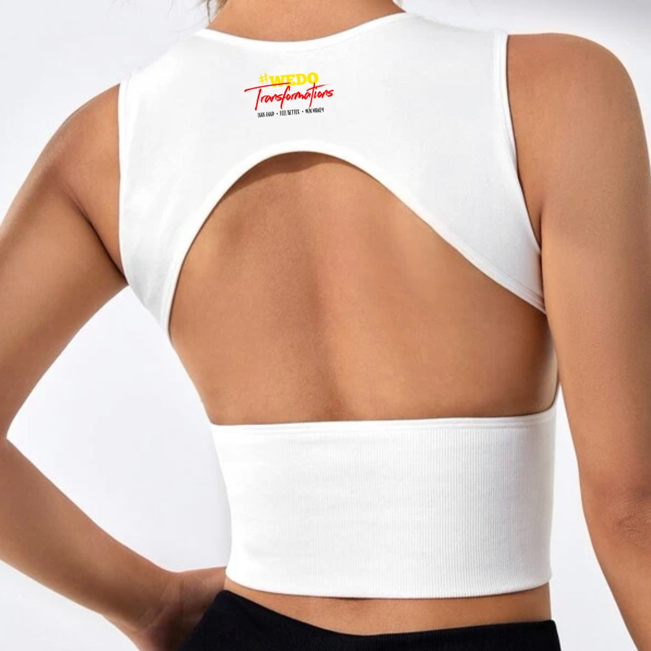 Women’s Cut Out Back Sports Tank Top White