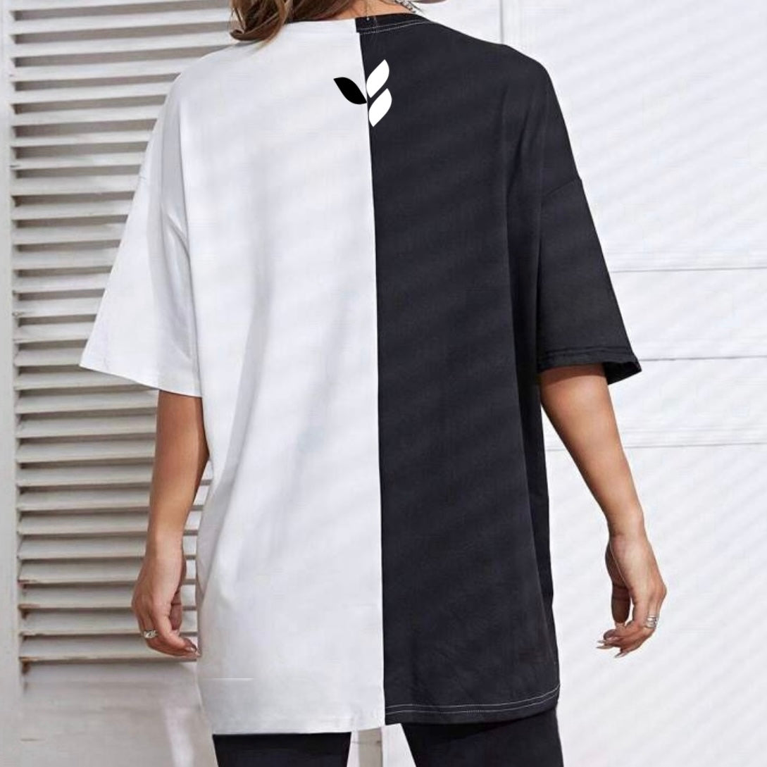 Women’s Drop Shoulder Oversized Tee White/Black