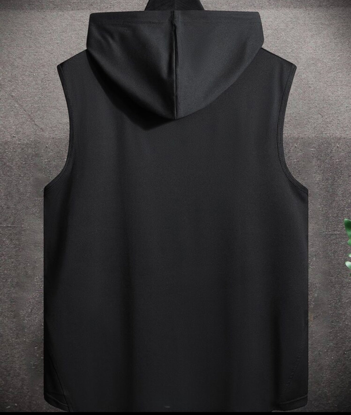 Mens Drawstring Hooded Tank Top Black