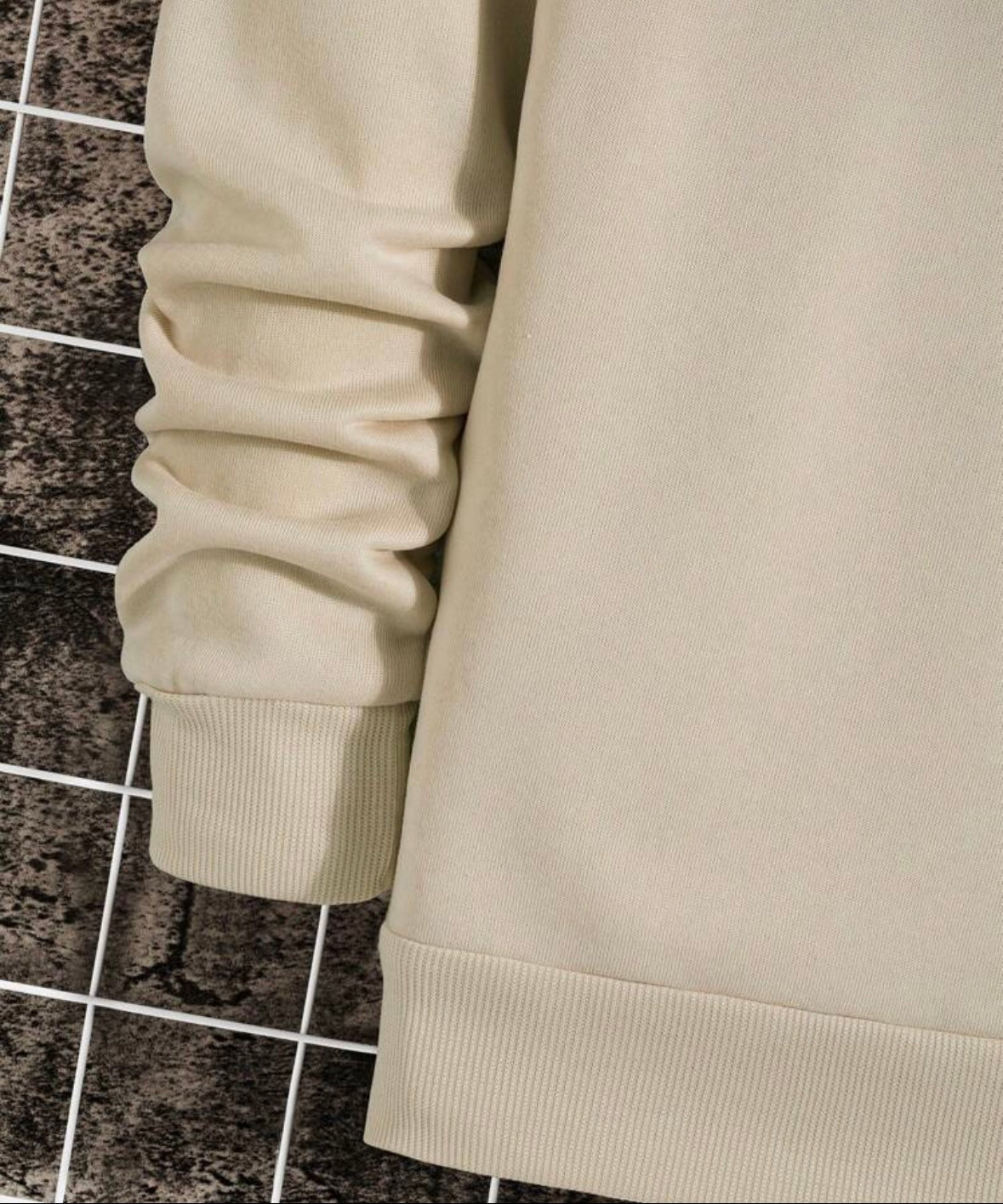 Mens Solid Thermal Lined Sweatshirt Apricot