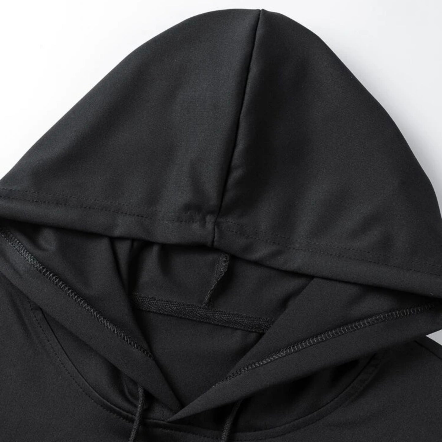 Men Drawstring Hooded Tee Black