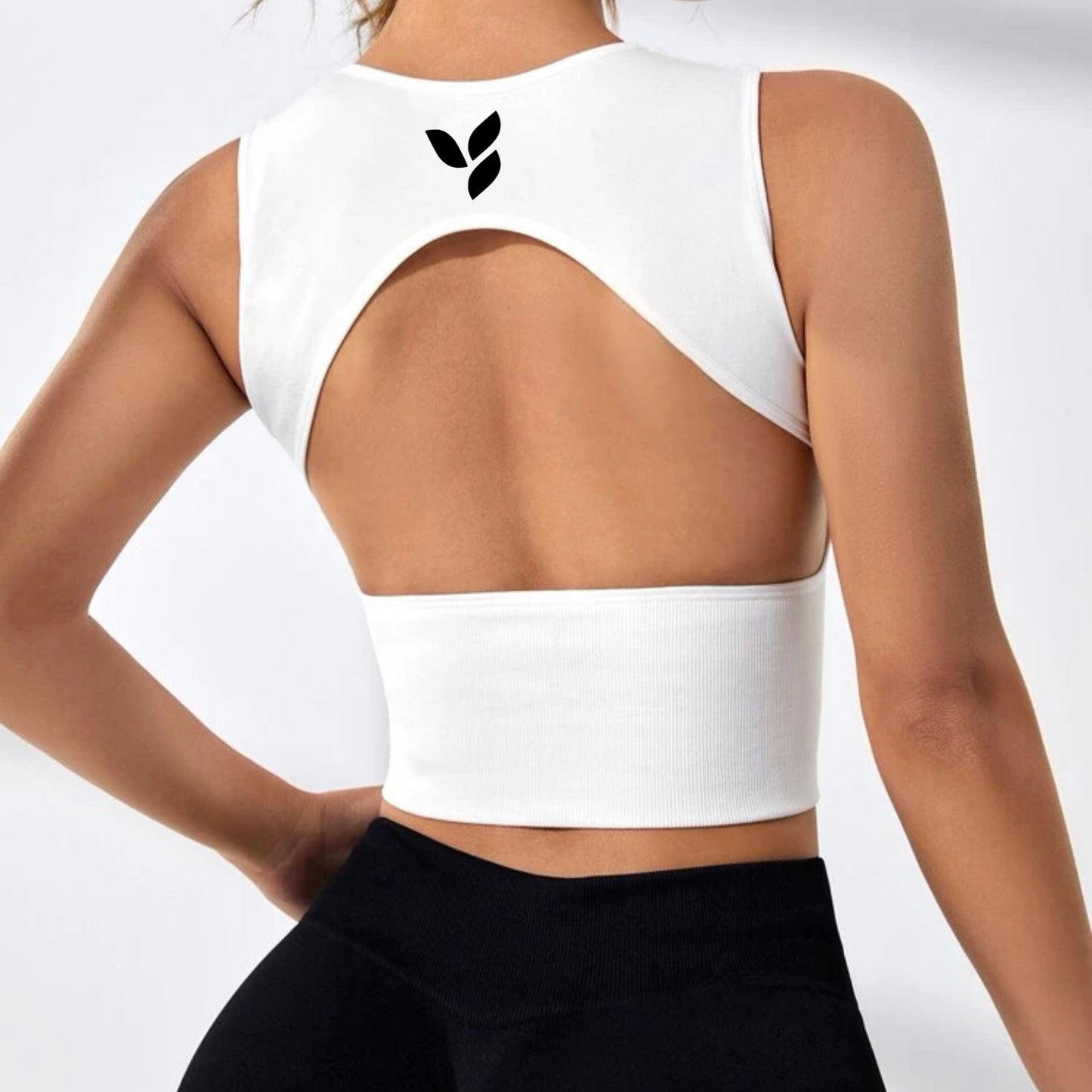 Women’s Cut Out Back Sports Tank Top White
