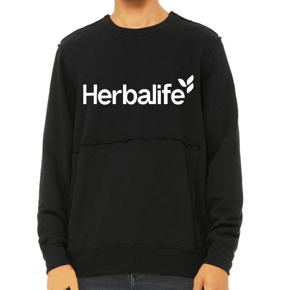 UNISEX RAW SEAM CREW PULLOVER BLACK