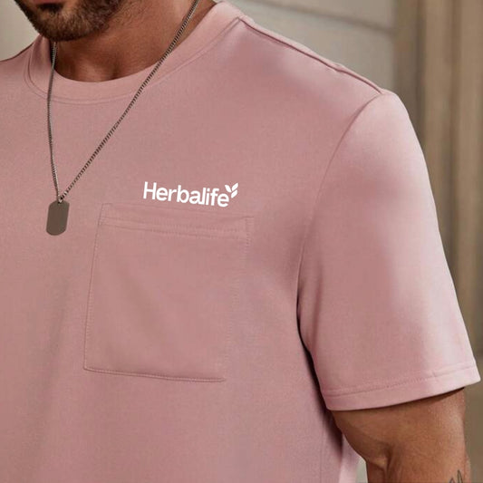 Men’s Solid Pocket Patched Tee Pink