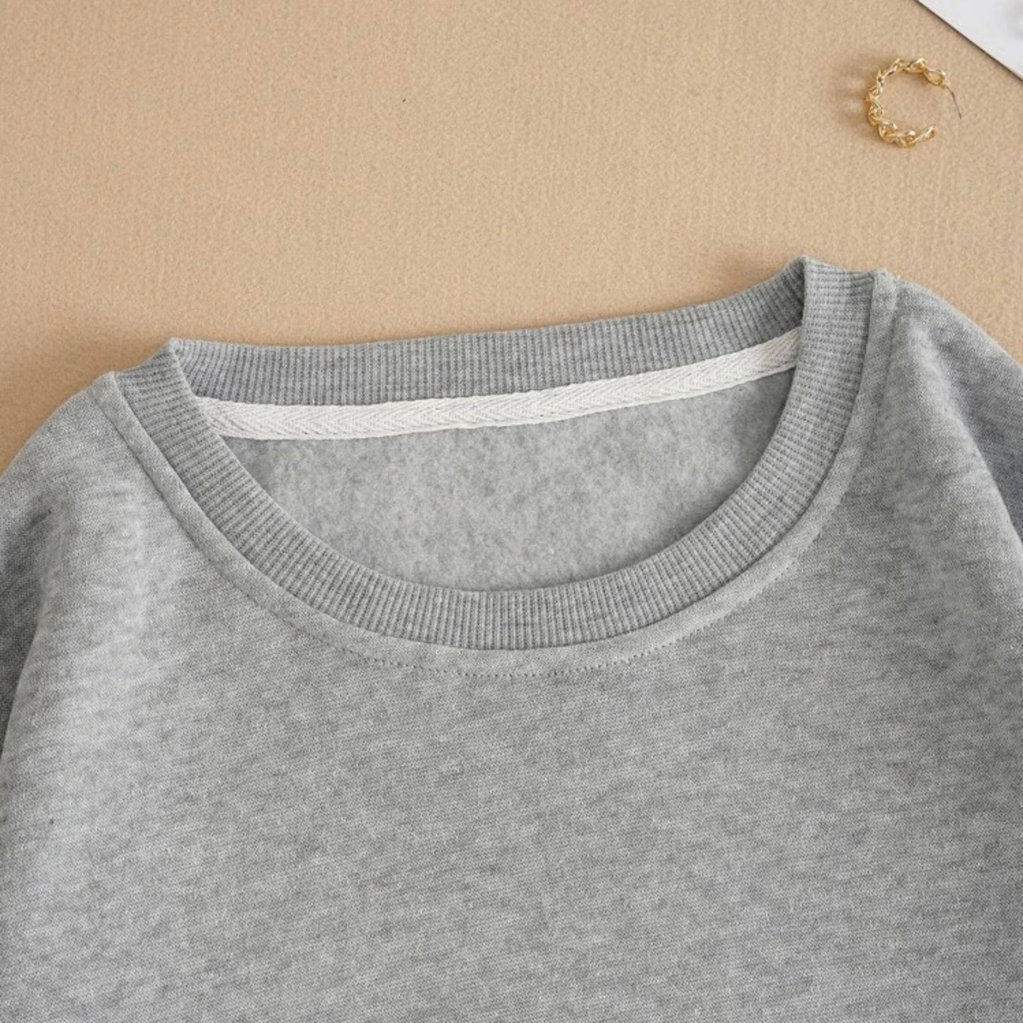 Solid Thermal Lined Sweatshirt Grey