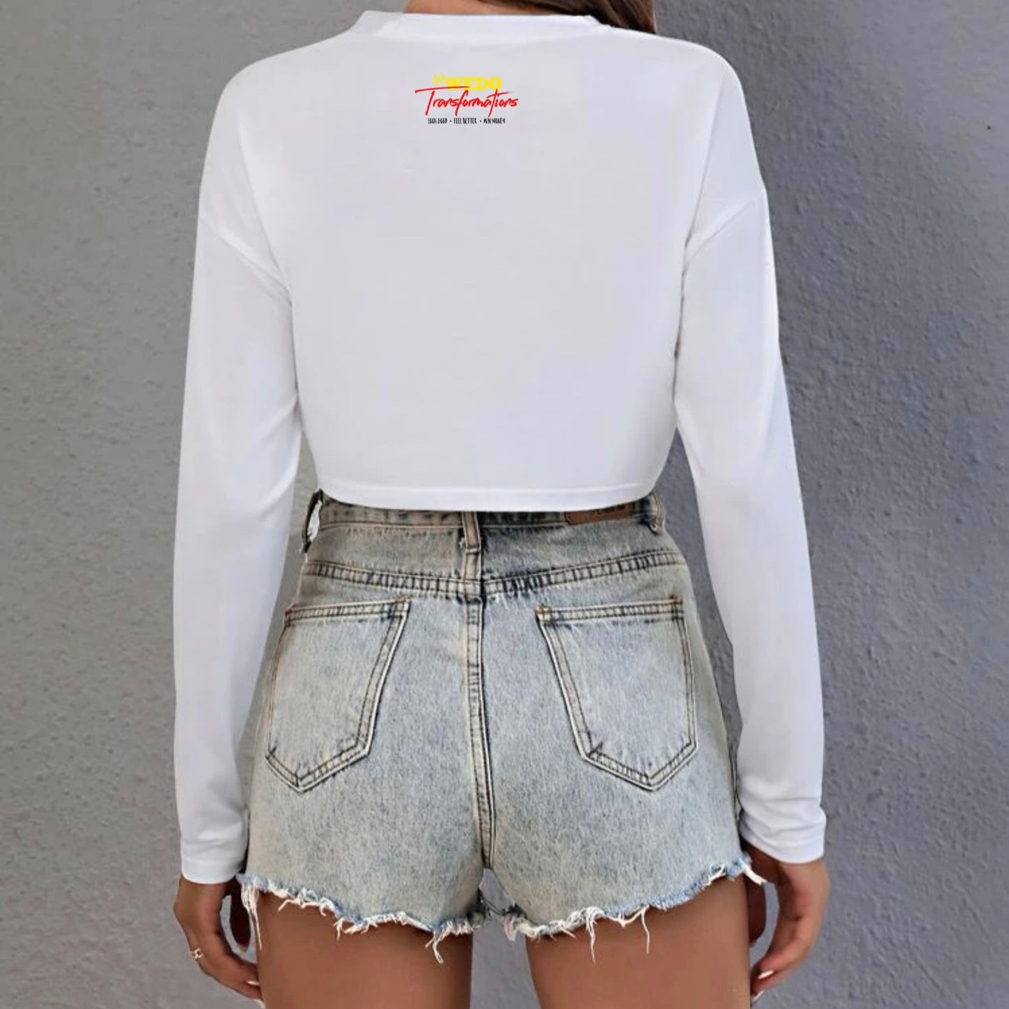 WOMEN'S CROPPED LONG SLEEVE TEE WHITE