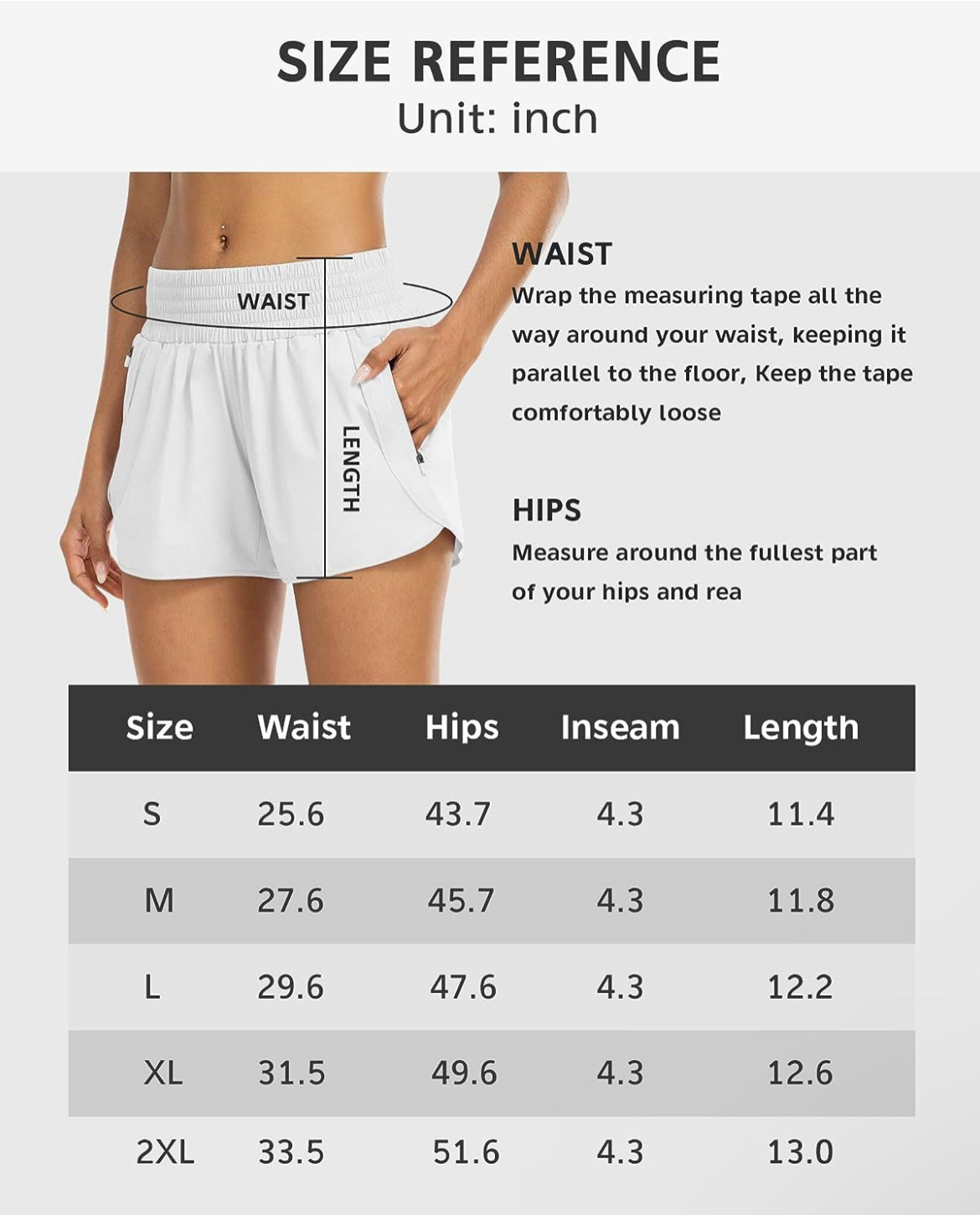 Women's Workout Shorts w/pockets White